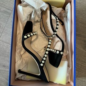 Stuart weitzman faux pearl mules